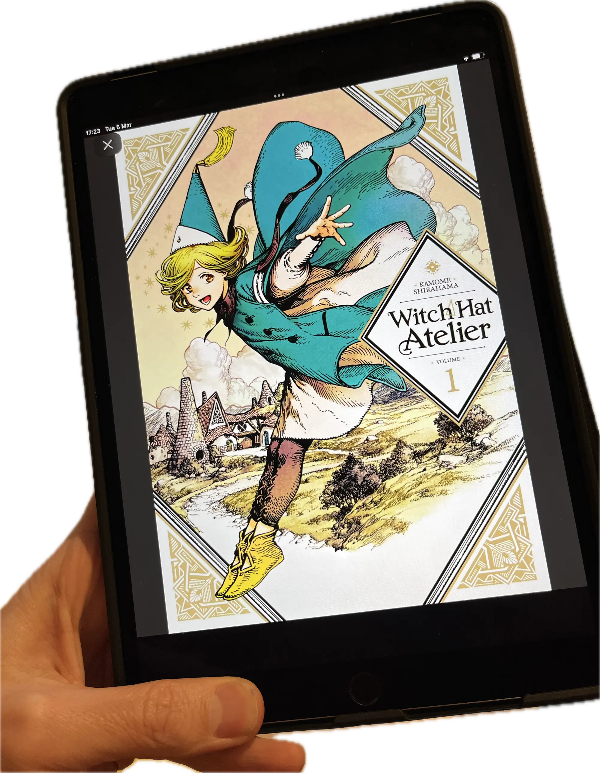 A hand holding a book, Witch Hat Atelier 1